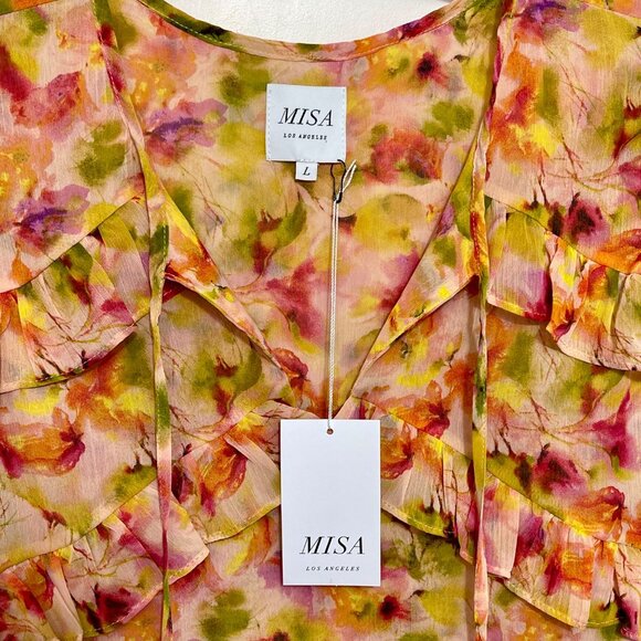 Misa Los Angeles Emi Top Golden Floral Mix Size L - Picture 5 of 14